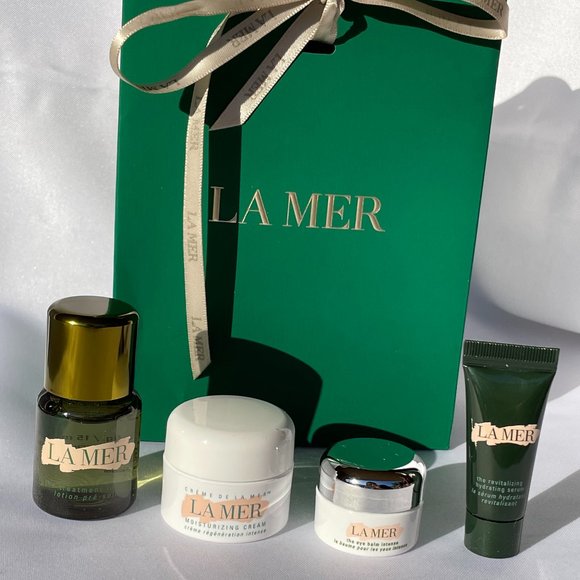 La Mer Beauty Gift Set 4pc, Paper Bag, Lotion, Cream, Eye Balm, Hydrating Serum - Picture 4 of 11